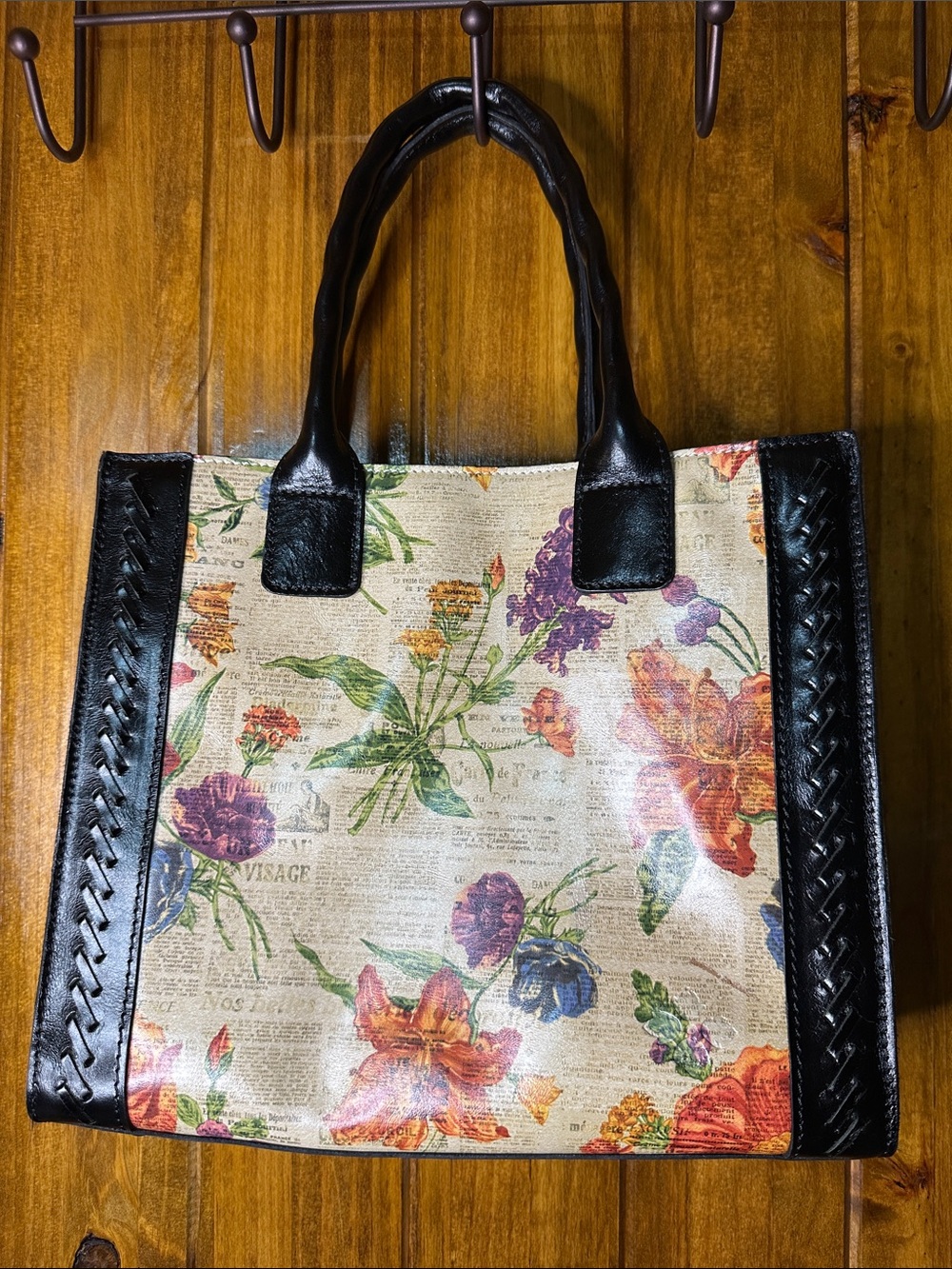 Patricia Nash Floral Tote with Black Trim